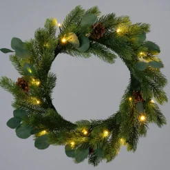 Intratuin Weihnachtskranz Tannenzapfen mit 30 Lampen warmweiß D 45 H 10 cm