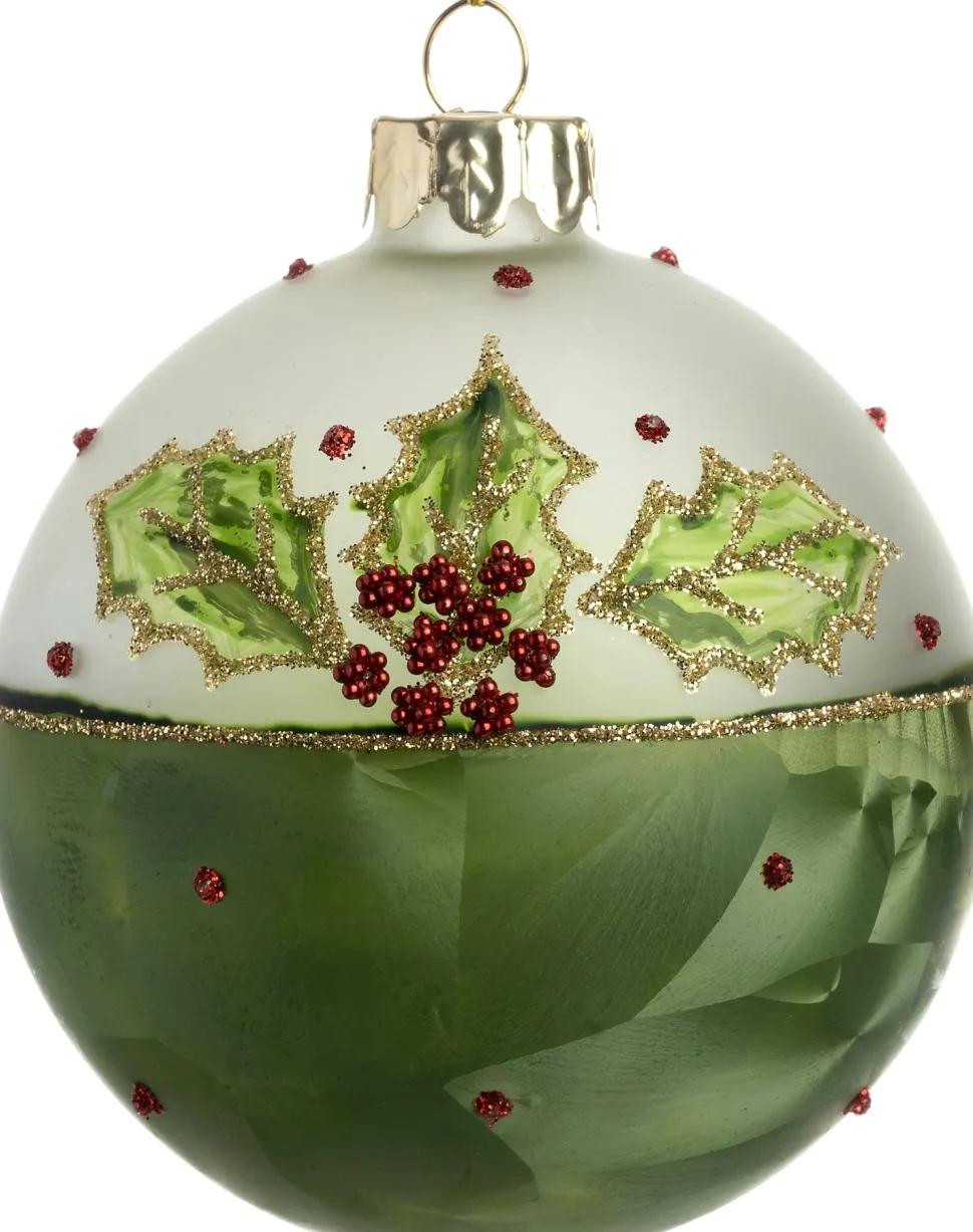 Intratuin Weihnachtskugel Maghull Schneeflocke grün / weiß D 8 cm