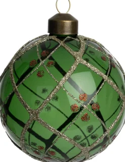 Intratuin Weihnachtskugel Eilish grün Linien D 8 cm