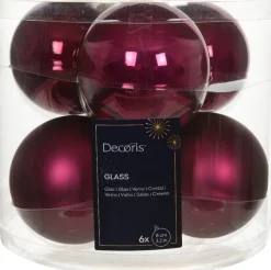 Intratuin Weihnachtskugeln dunkelrosa matt und glänzend D 8 cm 6 St.