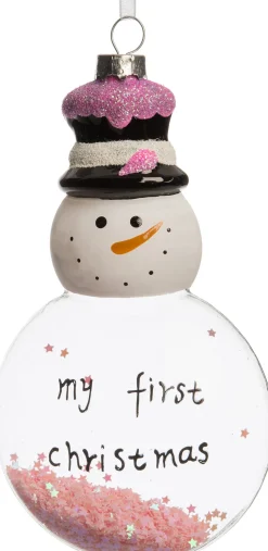 Intratuin Weihnachtskugel Baby My first Christmas rosa 7,5 x 3,3 x 14,3 cm