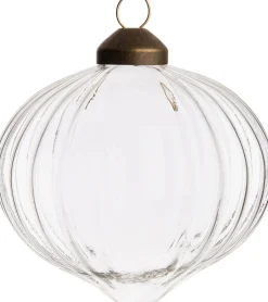 Intratuin Weihnachtskugel Bristol Linien zwiebelförmig transparent D 8 cm