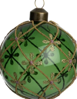 Intratuin Weihnachtskugel Eilish grün Blume D 8 cm