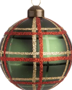 Intratuin Weihnachtskugel Nantes grün kariert D 8 cm