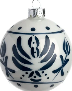 Intratuin Weihnachtskugel Kirkham Dekor weiß / blau D 8 cm