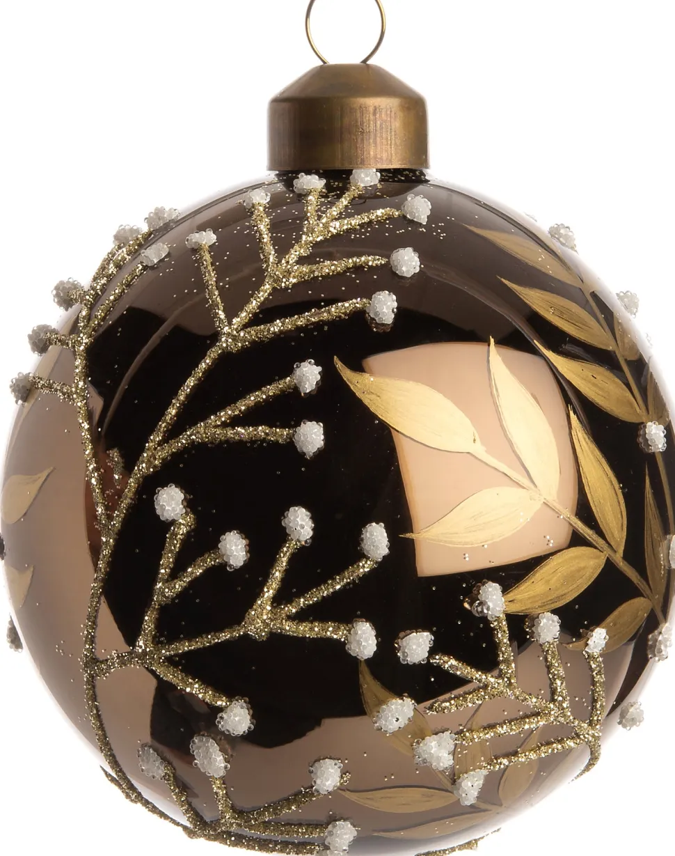 Intratuin Weihnachtskugel April glänzend braun/gold D 8 cm