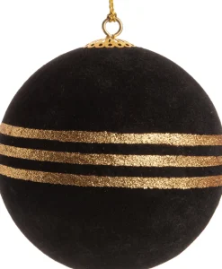 Intratuin Weihnachtskugel Gem mit Streifen schwarz D 10 cm