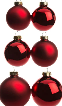 Intratuin Weihnachtskugeln rot matt und glänzend D 5/6/7 cm 42 St.