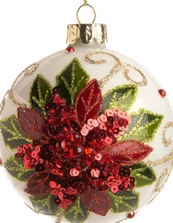 Intratuin Weihnachtskugel Gwenda weiß / grün / rot D 8 H 8 cm