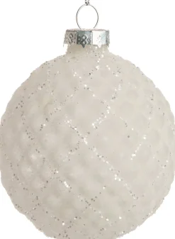 Intratuin Weihnachtskugel Willa Rauten weiß D 8 H 8 cm