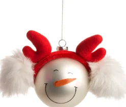 Intratuin Weihnachtskugel Schneemann rot / weiß D 10 H 10 cm
