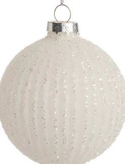 Intratuin Weihnachtskugel Willa Linien weiß D 8 H 8 cm