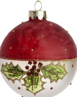 Intratuin Weihnachtskugel Maghull Schneeflocke rot / weiß D 8 cm