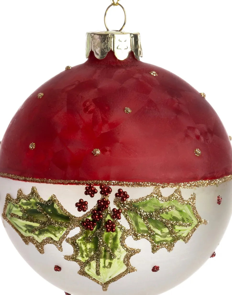 Intratuin Weihnachtskugel Maghull Schneeflocke rot / weiß D 8 cm