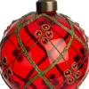 Intratuin Weihnachtskugel Cleggan Linien rot D 8 cm
