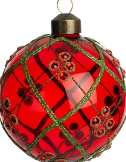 Intratuin Weihnachtskugel Cleggan Linien rot D 8 cm