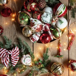 Intratuin Weihnachtskugel Cleggan Linien rot D 8 cm