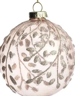 Intratuin Weihnachtskugel Birsay rosa Blätter D 8 cm