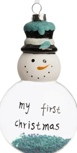 Intratuin Weihnachtskugel Baby My first Christmas blau 7,5 x 3,3 x 14,3 cm