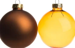 Intratuin Weihnachtskugeln braun / gelb matt und transparent D 8 cm 6 St.