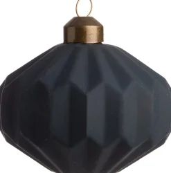 Intratuin Weihnachtskugel Loches Rauten platt dunkelblau matt D 8 cm H 7,3 cm