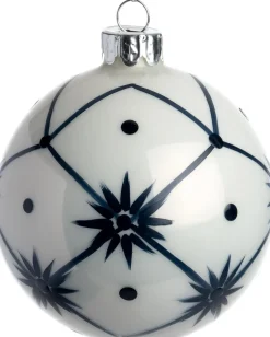 Intratuin Weihnachtskugel Kirkham Raute weiß / blau D 8 cm