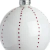 Intratuin Weihnachtskugel Beeston weiß / rot Punktlinien D 8 cm
