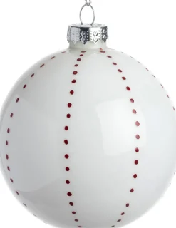 Intratuin Weihnachtskugel Beeston weiß / rot Punktlinien D 8 cm