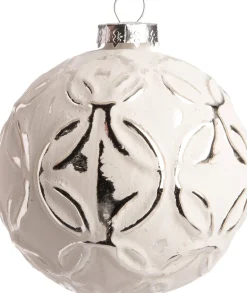 Intratuin Weihnachtskugel Bradfort Blüten weiß D 8 cm