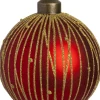 Intratuin Weihnachtskugel Endy rot / gold Linien D 8 cm