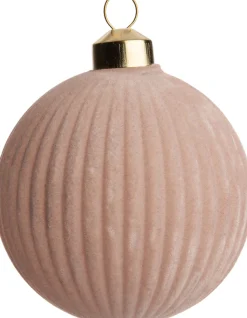 Intratuin Weihnachtskugel Borth Linien rosa samt/matt D 8 cm
