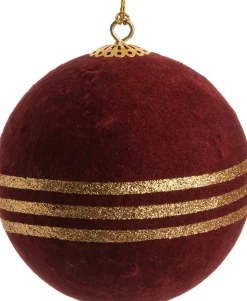 Intratuin Weihnachtskugel Gem mit Streifen bordeaux D 8 cm