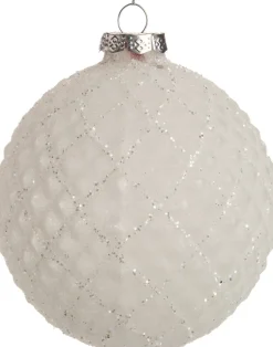 Intratuin Weihnachtskugel Willa Rauten weiß D 10 H 10 cm