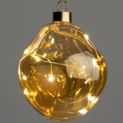 Intratuin Weihnachtskugel Avoca halbtransparent orange mit Beleuchtung D 10 cm