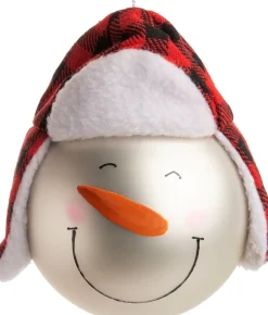 Intratuin Weihnachtskugel Schneemann Mütze rot / weiß D 10 H 10 cm