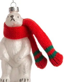 Intratuin Weihnachtskugel Bär weiß / rot 5,5 x 5 x 12 cm