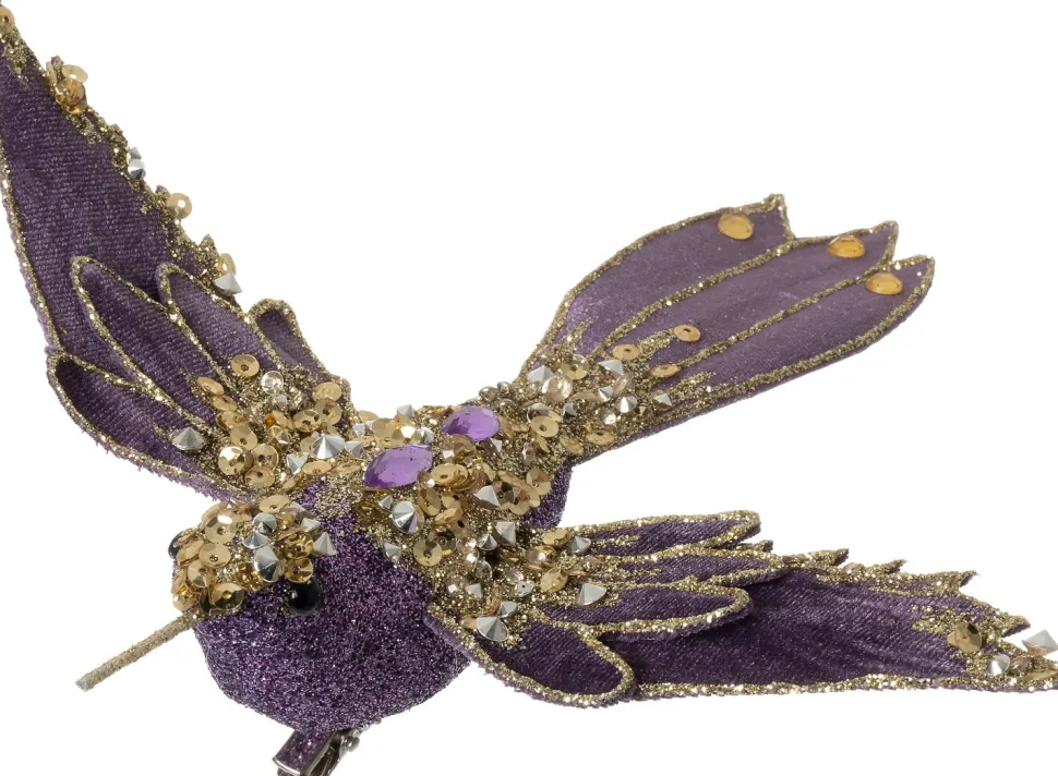 Intratuin Weihnachtsschmuck Vogel mit Clip lila 20 x 6 x 21 cm