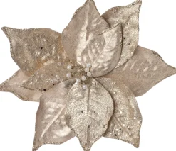 Intratuin Weihnachtsschmuck Josa Blume mit Clip gold D 24 H 24 cm