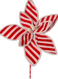 Intratuin Weihnachtsstecker Candyline Blume mit Streifen rot / weiß 25 x 25 x 35 cm