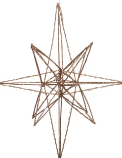 Intratuin Weihnachtsstern Yvan gold beleuchtet mit 25 LEDs warmweiß D 29 H 36 cm