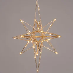 Intratuin Weihnachtsstern Yvan gold beleuchtet mit 25 LEDs warmweiß D 29 H 36 cm