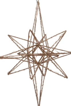 Intratuin Weihnachtsstern Yvan gold beleuchtet mit 25 LEDs warmweiß D 21 H 25 cm