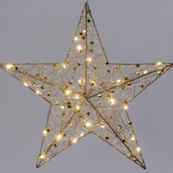 Intratuin Weihnachtsstern Helmia gold mit Beleuchtung D 30 H 7 cm