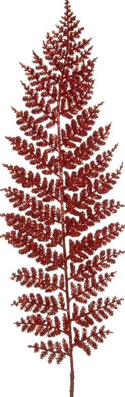 Intratuin Weihnachtszweig Farnblatt mit Glitzer rot 67 cm