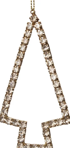 Intratuin Weihnchtsbaumschmuck Baum mit Glitzersteinen 6 x 11 x 0,5 cm gold