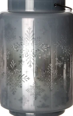 Intratuin Laterne Schneeflocke blau beleuchtet mit LED warmweiß D 12,2 H 16,7 cm