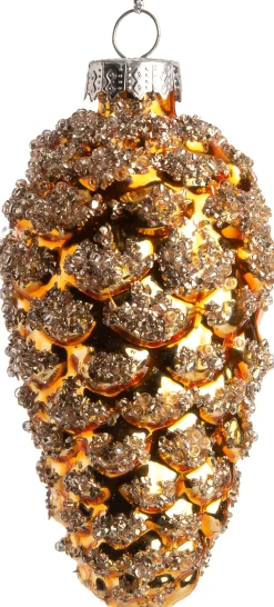 Intratuin Weihnachtsbaumschmuck Tannenzapfen Devona gold D 5 H 9,5 cm