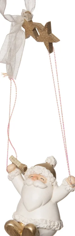 Intratuin Weihnachtsbaumschmuck Weihnachtsmann mit Stern gold/weiß 6 x 5 x 11 cm