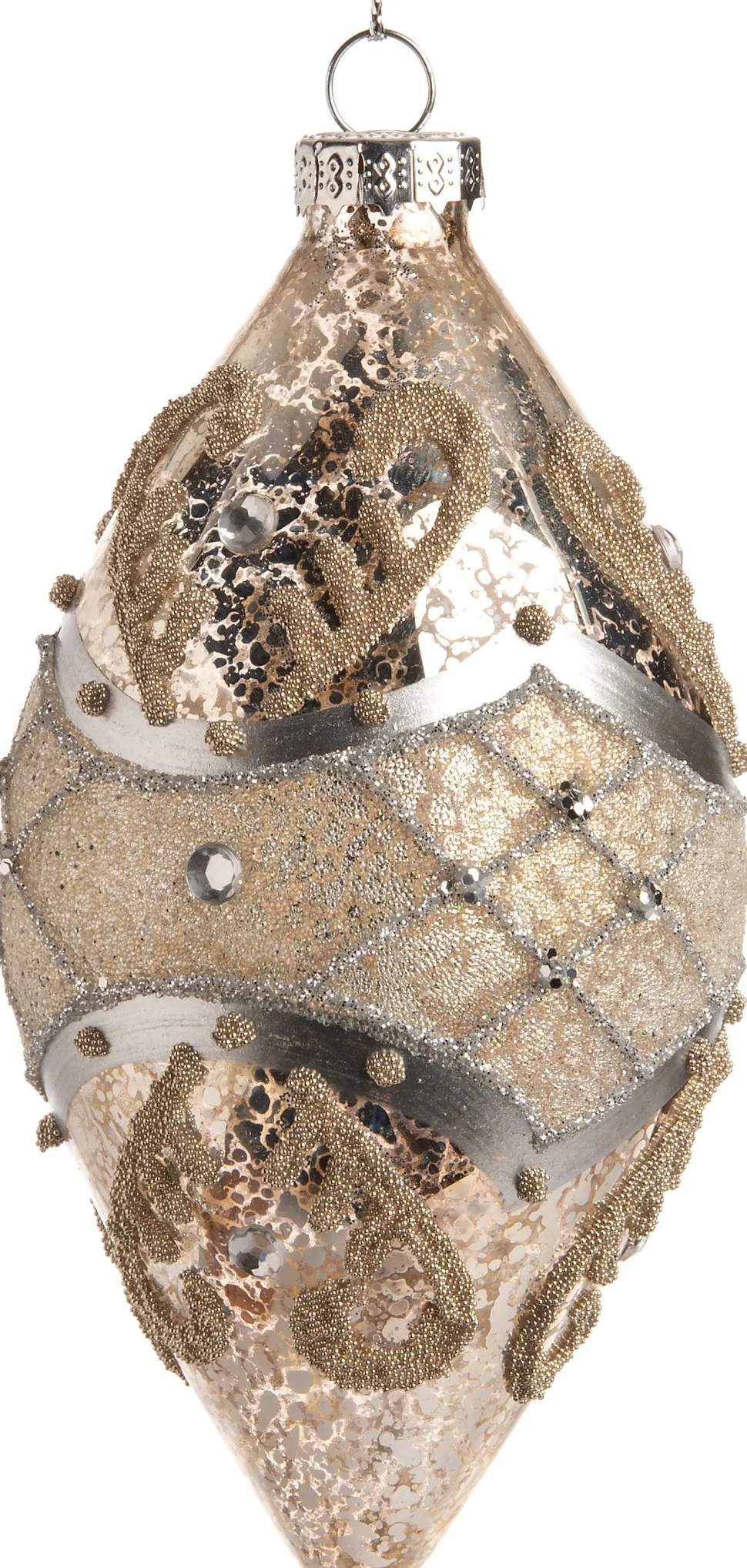 Intratuin Weihnachtsbaumschmuck Tropfen Aliah silber / gold D 6 H 12 cm