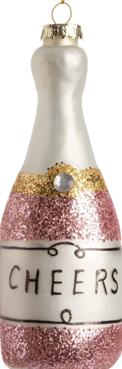 Intratuin Weihnachtsbaumschmuck Champagnerflasche rosa D 5 H 13,5 cm